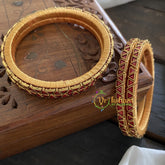 Single Line Kundan Bangle-Triangle -Maroon Glossy-g3650